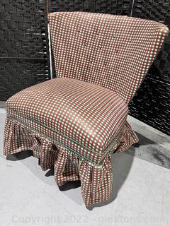 Nice Mid-Century Chair with Checkered Red/Green Upholstery